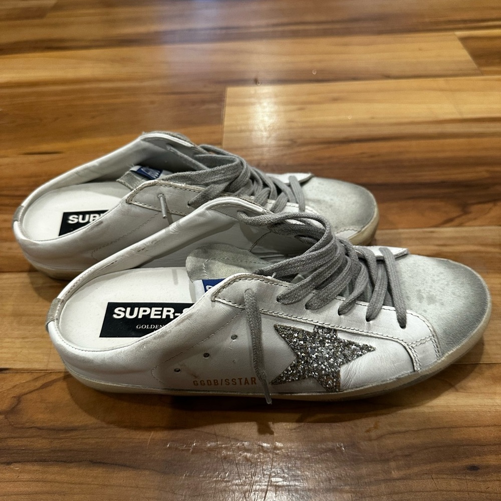 Golden Goose White Silver Star Low-Top Sneakers